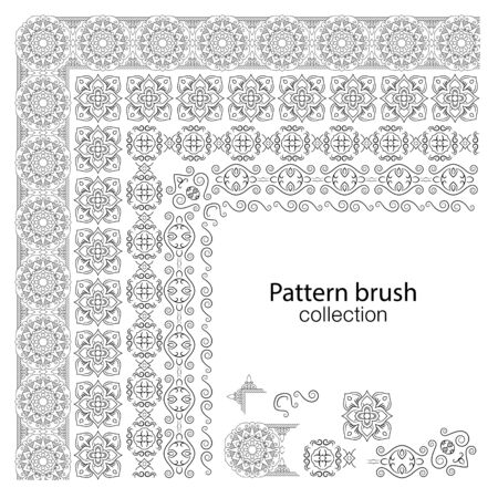 Pattern brush collection arabic style. Vector illustrationのイラスト素材