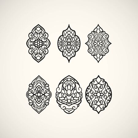 Set of elliptical patterns. Line art design.のイラスト素材
