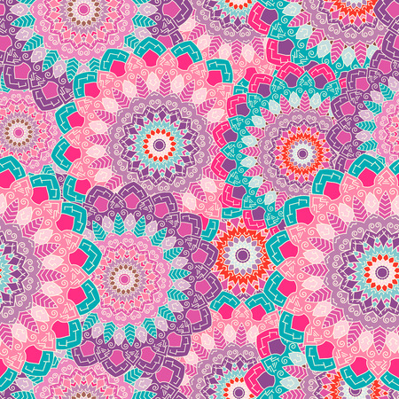 Indian mandala colored seamless pattern.のイラスト素材