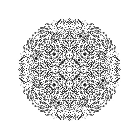 Doodle boho floral motif, coloring pages template.のイラスト素材
