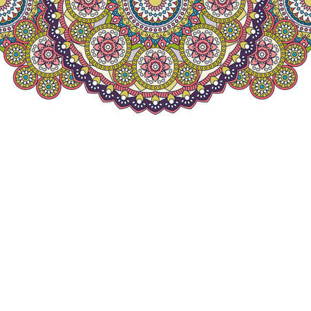 Indian paisley doodle upper border.のイラスト素材