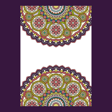 Indian doodle floral frame, vertical format.のイラスト素材