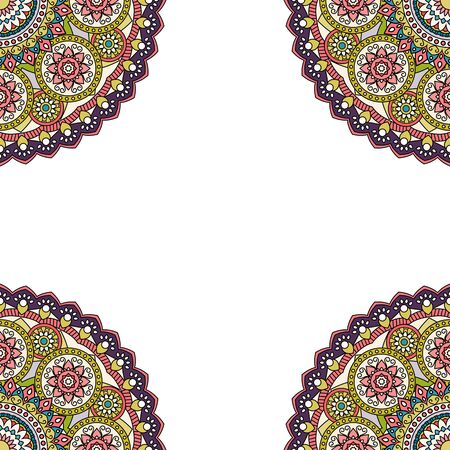 Ornate floral round motifs frame.のイラスト素材