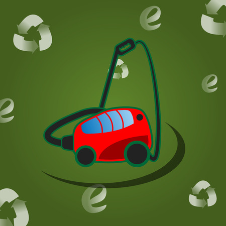 Vacuum cleaner on the green backgroundのイラスト素材