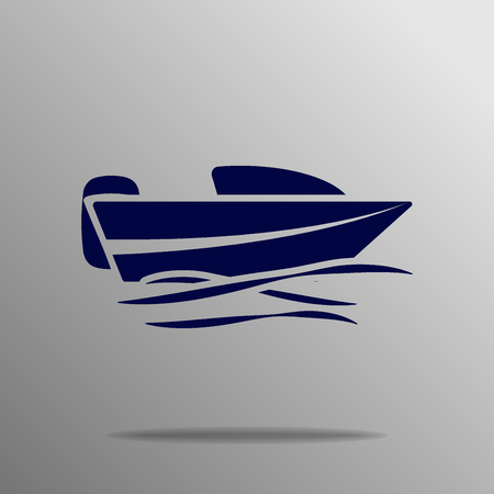 Boat Icon blue on a gray backgroundのイラスト素材
