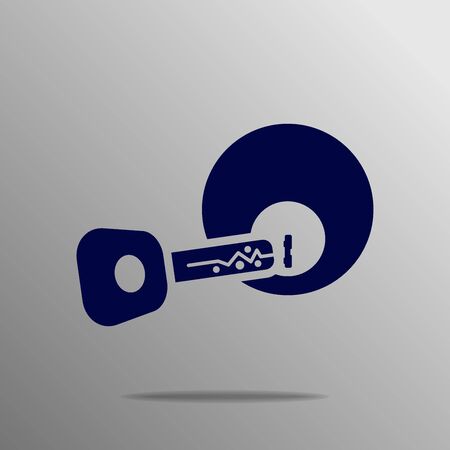 Key Icon blue on a gray backgroundのイラスト素材