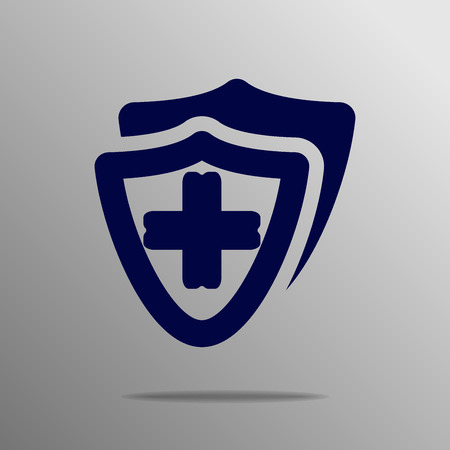 Medical Shield blue on a gray backgroundのイラスト素材