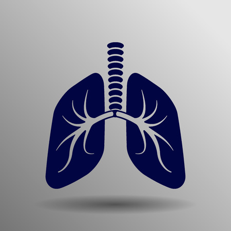 Lungs icon blue on a gray backgroundのイラスト素材