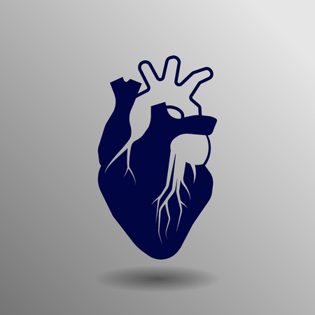 Human heart blue on a gray backgroundのイラスト素材