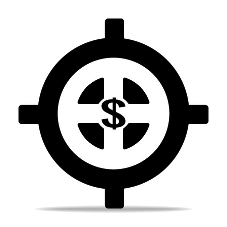 Illustration of a crosshair icon targeting a dollar bank noteのイラスト素材