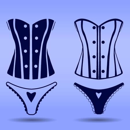 Icons set premium quality of Lingerie. Modern pictogram collection flat design style symbol collection. Isolated blue background.のイラスト素材