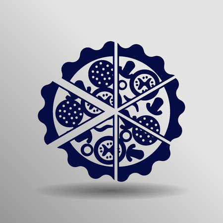 blue Pizza Icon button symbol concept high quality on the gray backgroundのイラスト素材