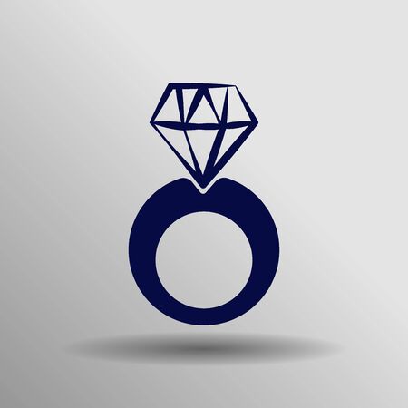 blue diamond ring Icon button symbol concept high quality on the gray backgroundのイラスト素材