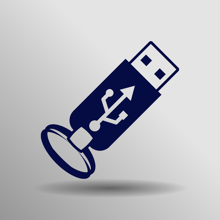 blue USB Icon button symbol concept high quality on the gray backgroundのイラスト素材