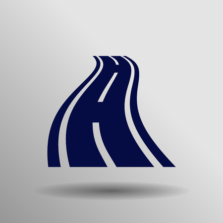 blue curved road icon button  symbol concept high quality on the gray backgroundのイラスト素材