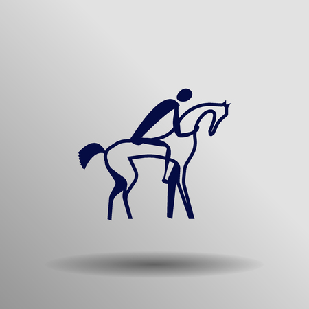 blue Equestrian Jumping Eventing Dressage icon button  symbol concept high quality on the gray backgroundのイラスト素材