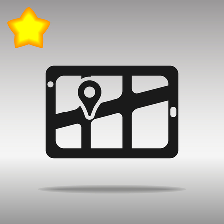 black GPS Navigator location Icon button  symbol concept high quality on the gray backgroundのイラスト素材