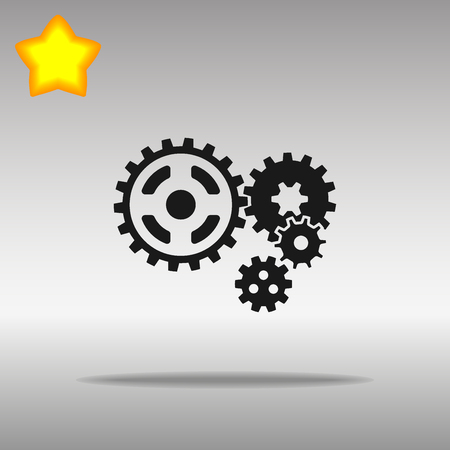 black Cogwheel Icon button logo symbol concept high quality on gray backgroundのイラスト素材