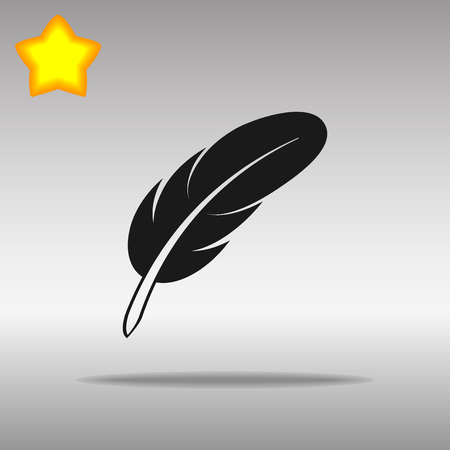 feather black Icon button logo symbol concept high quality on the gray backgroundのイラスト素材