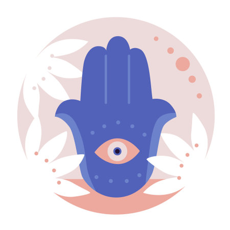 Aroma candles, hamsa hand, buddha, Om on the background of a lotus. Yoga icons. Relaxing...