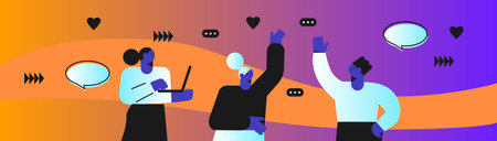 Concept of social networks, virtual relationships. New generation. Friends chatting and texting....