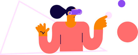 This is an illustration of a woman using a virtual reality headset.のイラスト素材