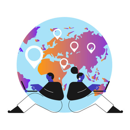 Smartphone with male and female profiles. Friends chatting. New generation.のイラスト素材