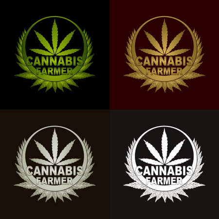 cannabis marijuana logo design ganja weedのイラスト素材