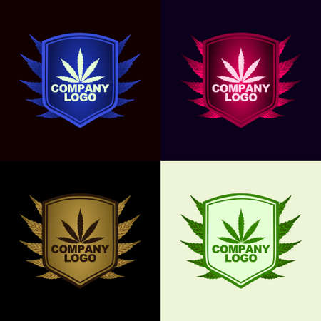 cannabis farm field modern logo goldのイラスト素材
