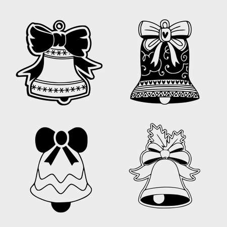 chrismas bells set ornament ilustration vector design iconのイラスト素材