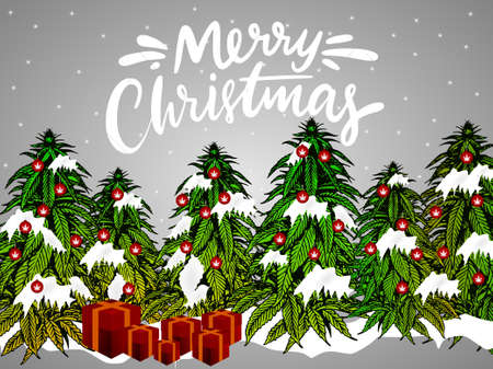 cannabis marijuana background chrismas happy new yearのイラスト素材
