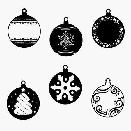 ornament chrismast set ilustration vector outline iconのイラスト素材