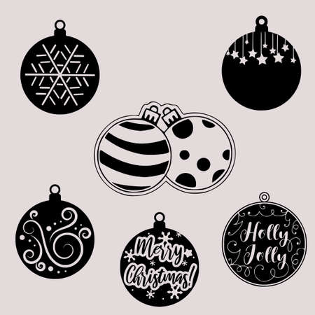 ornament chrismast set ilustration vector outline iconのイラスト素材