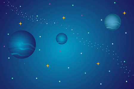 Abstract space nebula backgrounds galaxy gradient with planet and starsのイラスト素材