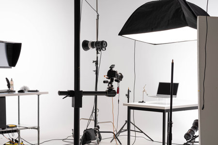 scene of Product photography session in professional photostudioの写真素材
