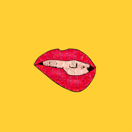 pop art mouths made with candy bearsの写真素材