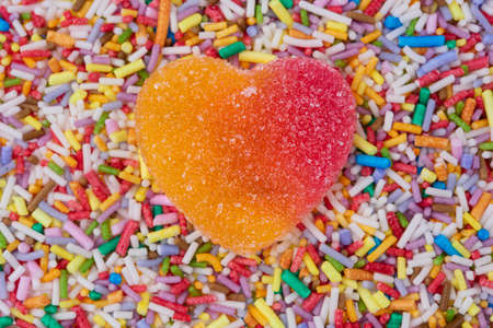 candy heart on birthday parties candy toppings mix background. Candy shopの写真素材
