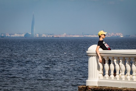SAINT-PETERSBURG, RUSSIA, July 24, 2018: Skyscraper Lahta center on the shore of the Gulf of Finland .のeditorial素材