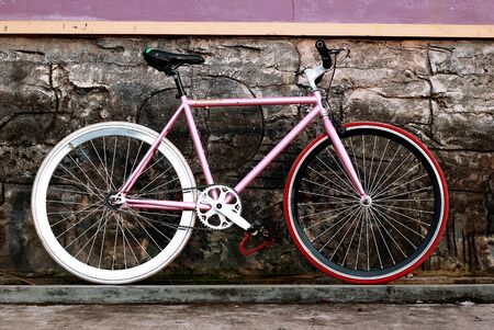Pink fixed gear bicycleのeditorial素材