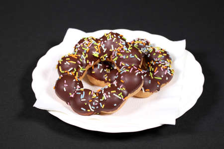 Tasty chocolate donutsの写真素材