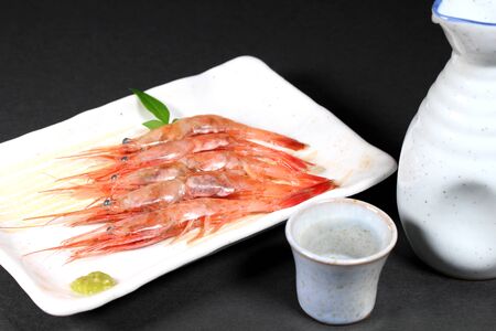 Fresh raw shrimpsの写真素材