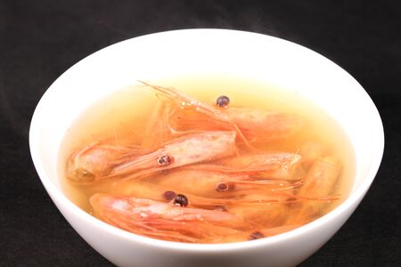 Japanese miso soup with shrimp's headの写真素材