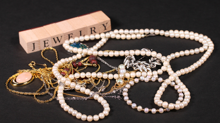 Jewelry against black backgroundの写真素材