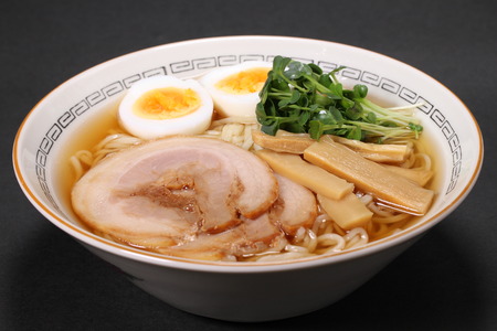 ramen with soy sauce based soupの写真素材