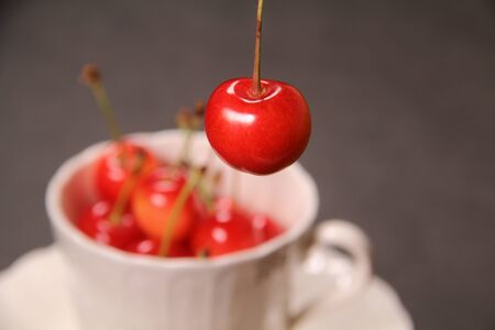 Sweet Cherries in coffee cup