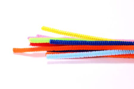 pipe cleaners on white backgroundの写真素材