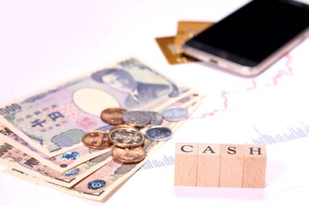 Cashless image.  smartphone and card and cashの写真素材