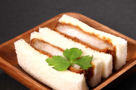 pork cutlet sandwich on a plateの写真素材