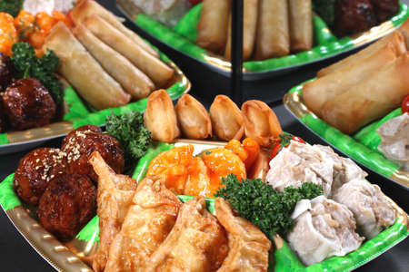 The hors d'oeuvres reflected in the mirrorの写真素材