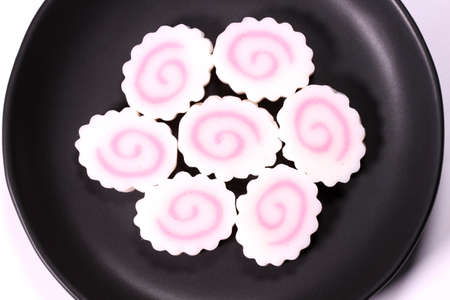 Japanese food, fish cake Narutomaki slicesの写真素材